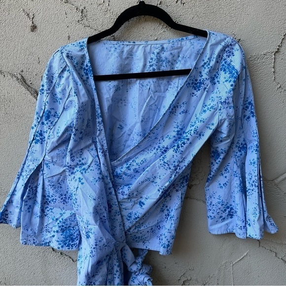 CAROLINA HERRERA  Peplum Poplin Blouse in blue size 2 - Picture 10 of 13